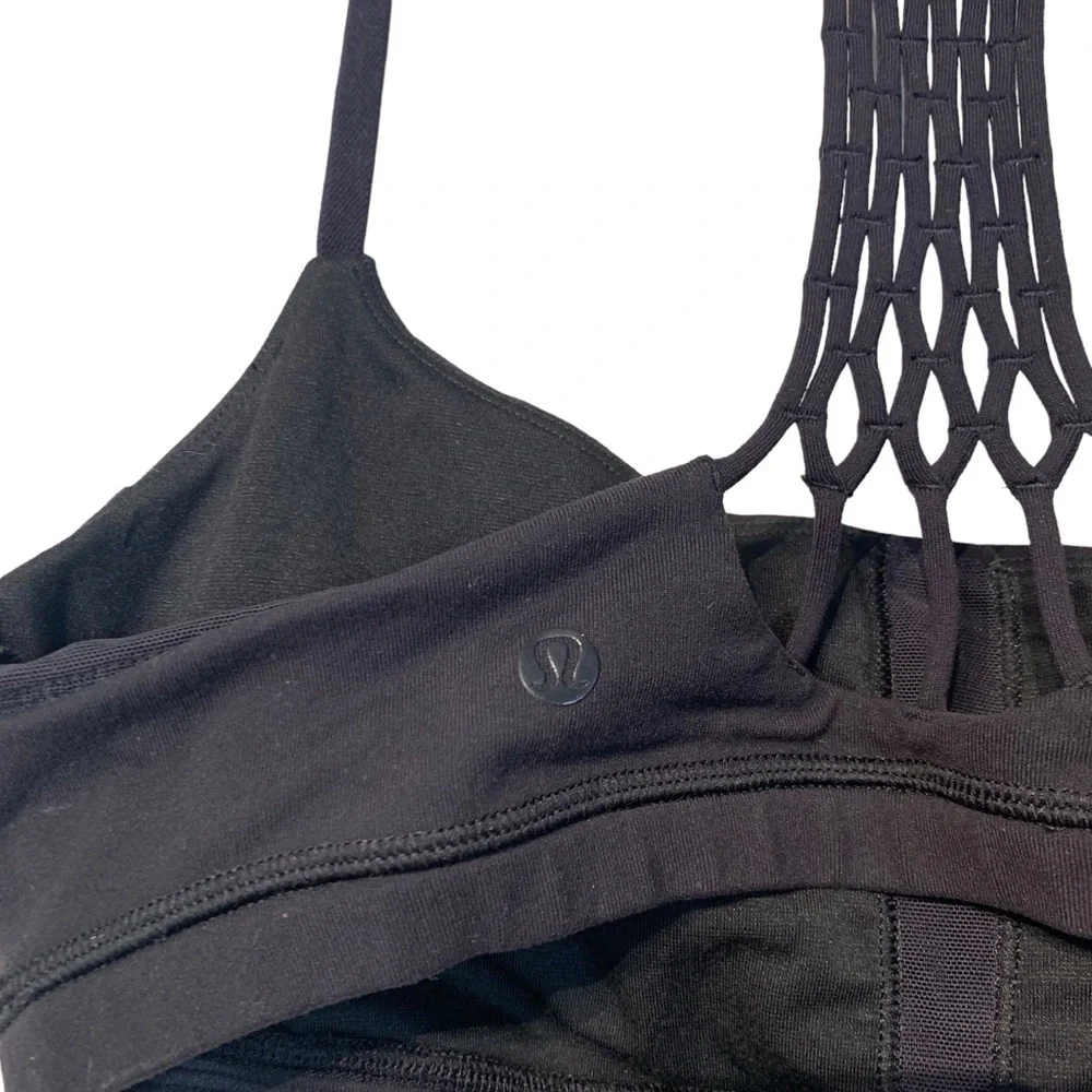 Lululemon True Self Bra II Black Strappy Back Yoga Sports Bra Size 10